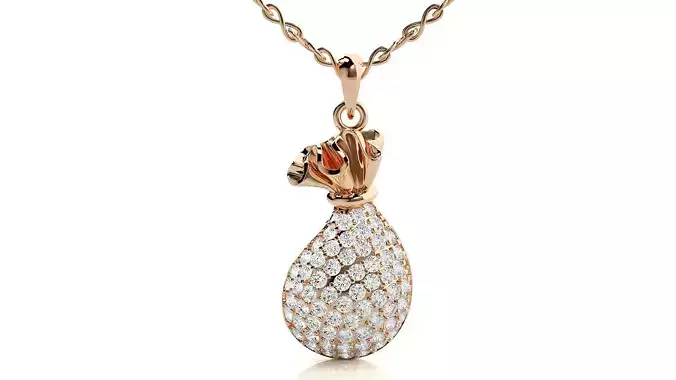 Raw bag pendant 3dm stl render details