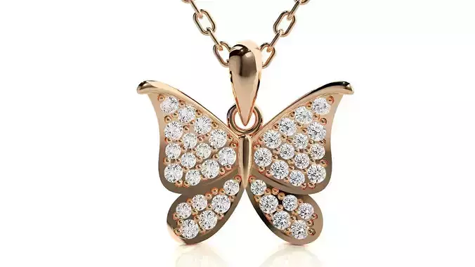 Butterfly pendant 3dm stl render details  3D print model