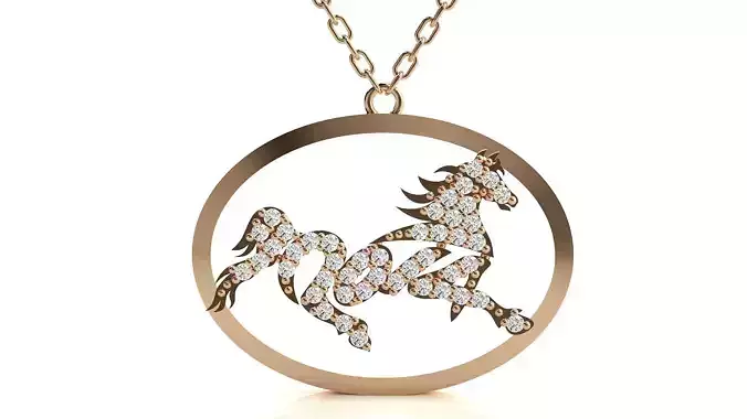 Horse pendant 3dm stl render details  3D print model