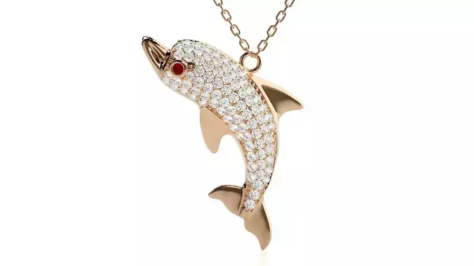 Dolphin pendant 3dm stl render details  3D print model