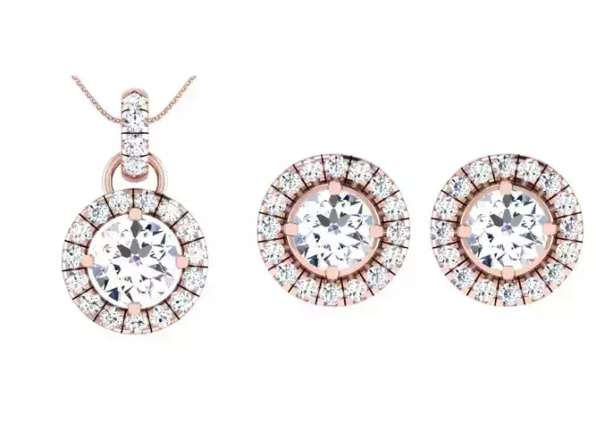 Women Earring Pendant Set 3dm STL OBJ FBX Render Details