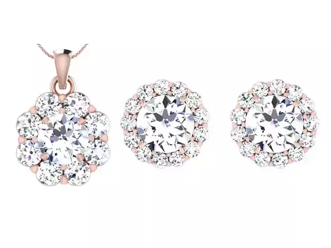 Women Earring Pendant Set 3dm STL OBJ FBX Render Details