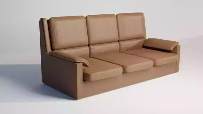 Brown Leather Sofa Mid-poly 3D model PBR