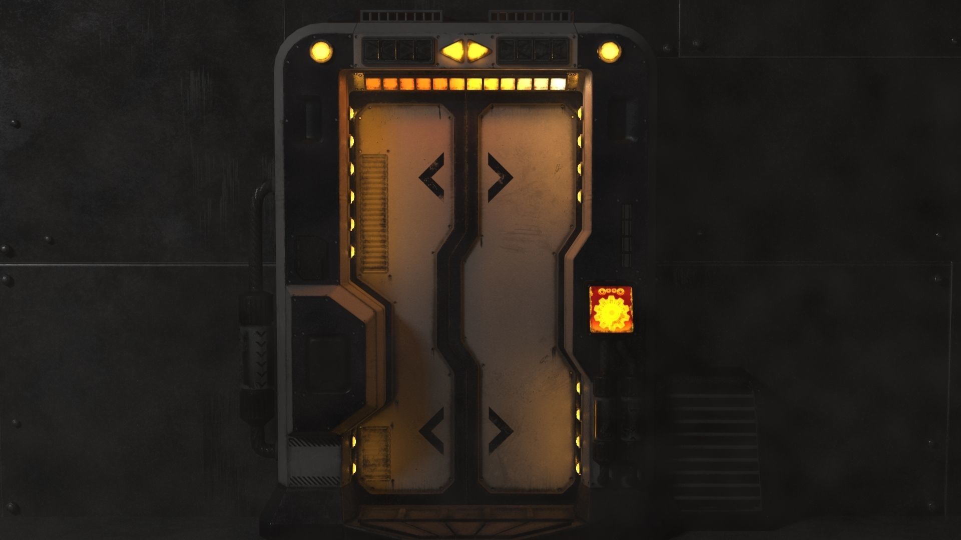 Sci-Fi Door v3 Low-poly 3D model_2