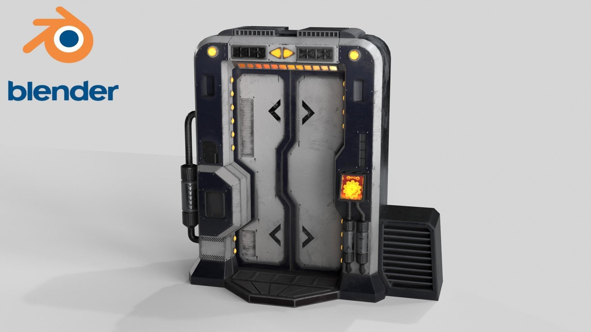 Sci-Fi Door v3 Low-poly 3D model_4