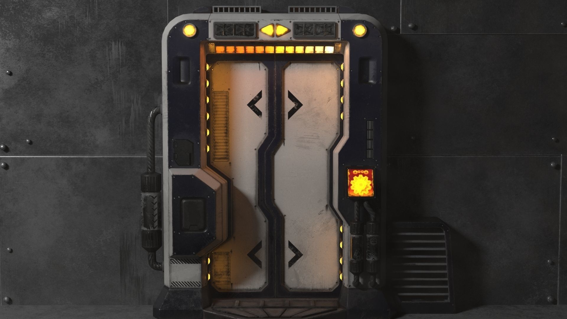 Sci-Fi Door v3 Low-poly 3D model_3