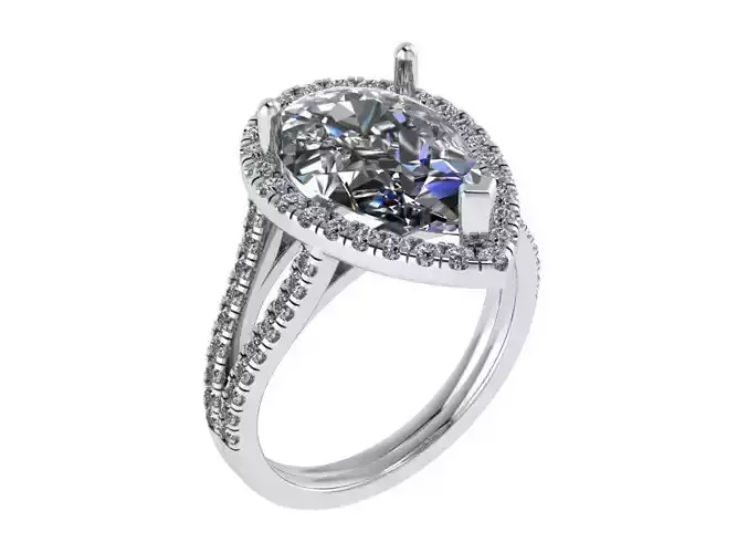 Pear Halo Ring 1316 3D print model