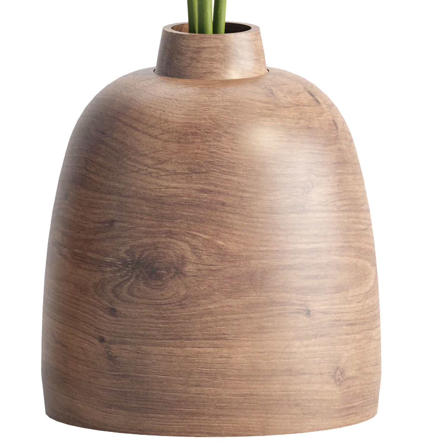 Wooden Vase with plants vol 134 3D model_2