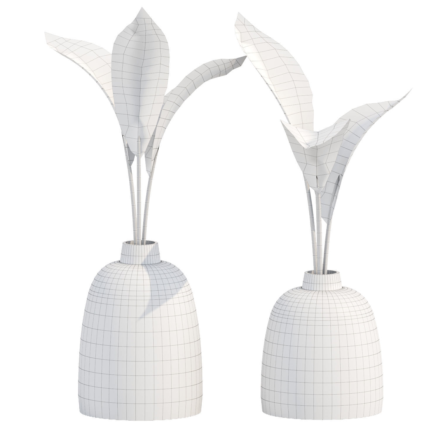 Wooden Vase with plants vol 134 3D model_3