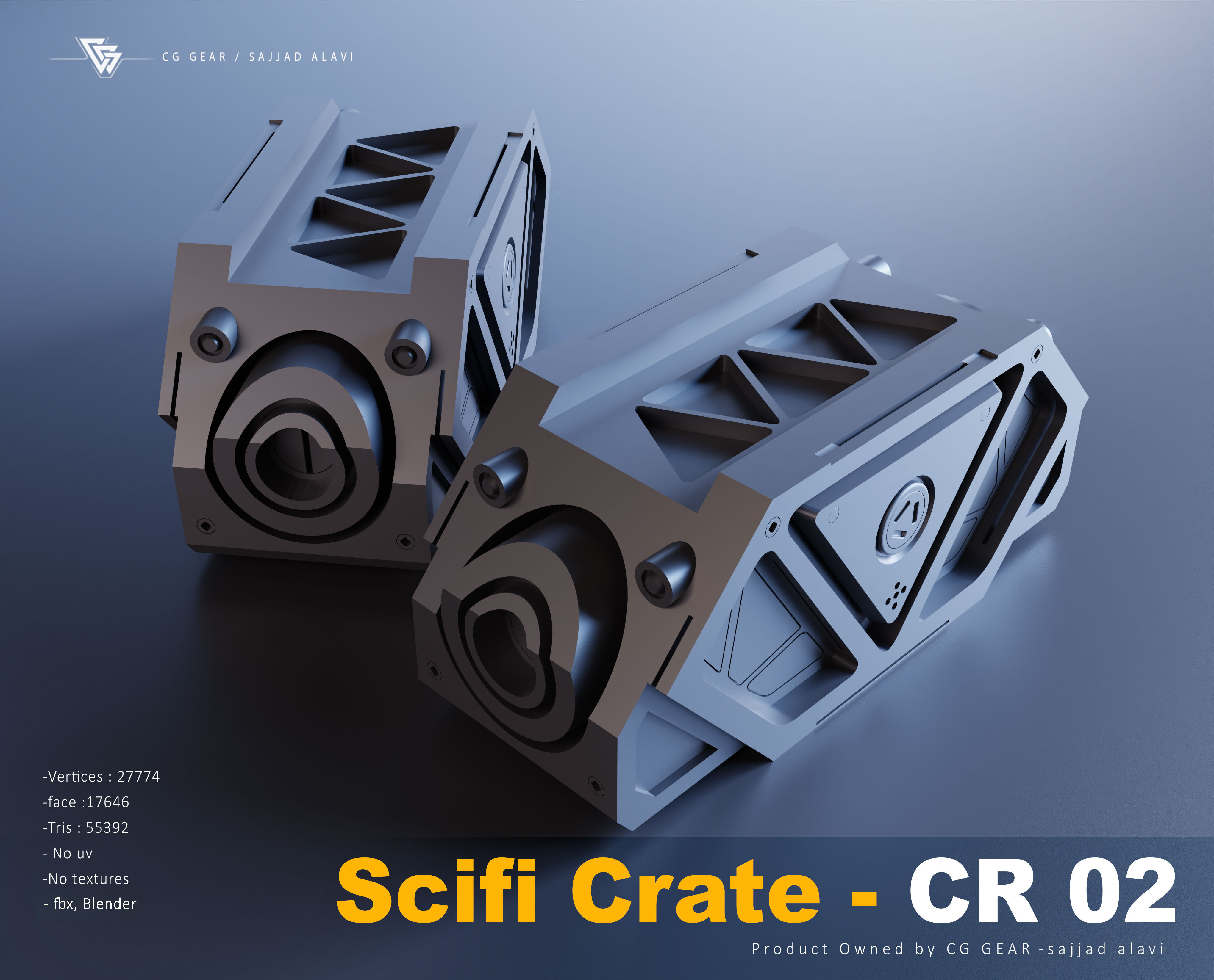 sci fi crate 3D model_2