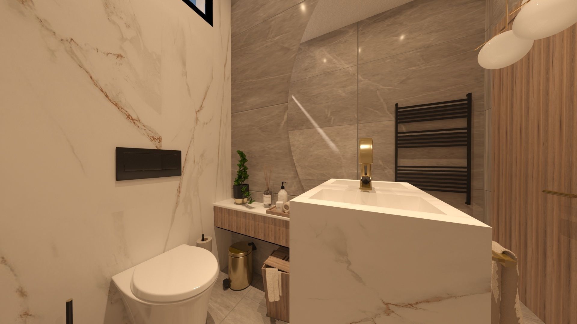 bathroom modern with marble floors and walls 3D model_2