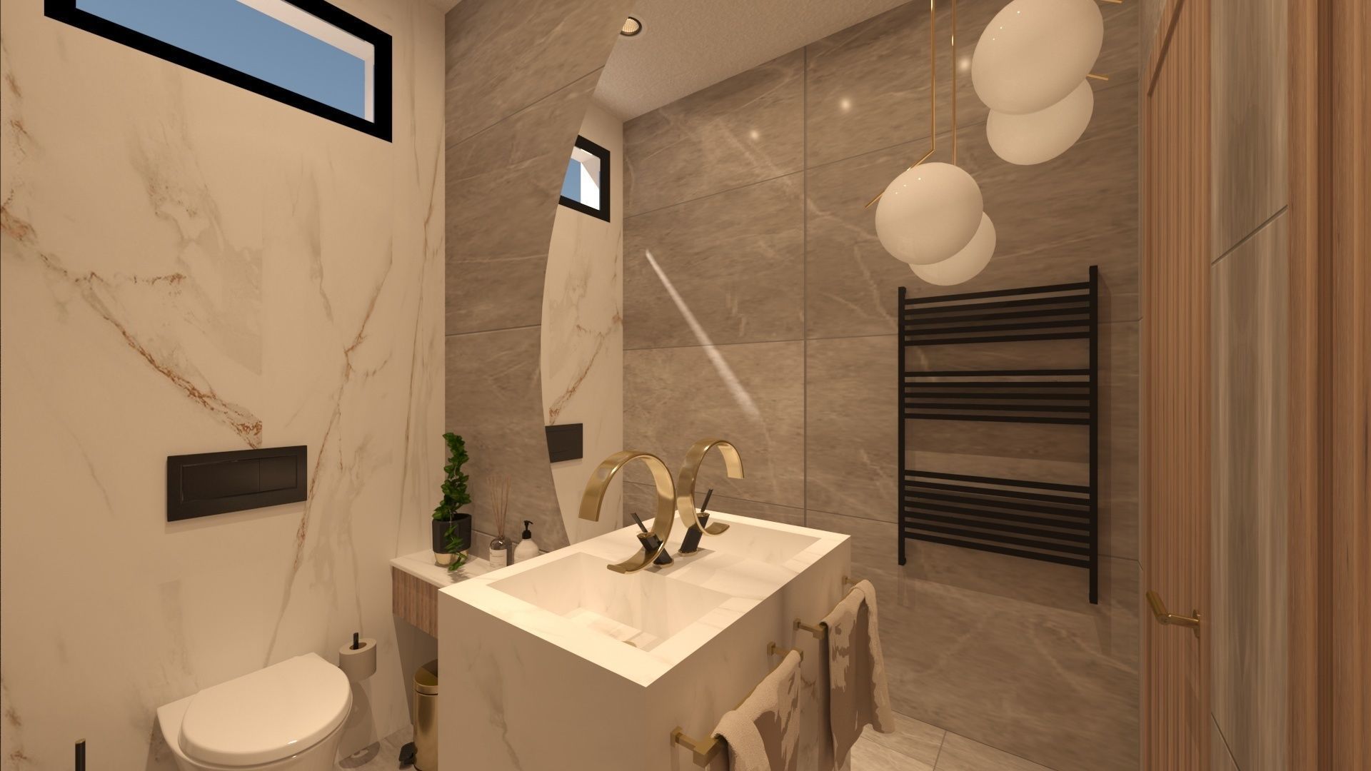 bathroom modern with marble floors and walls 3D model_1