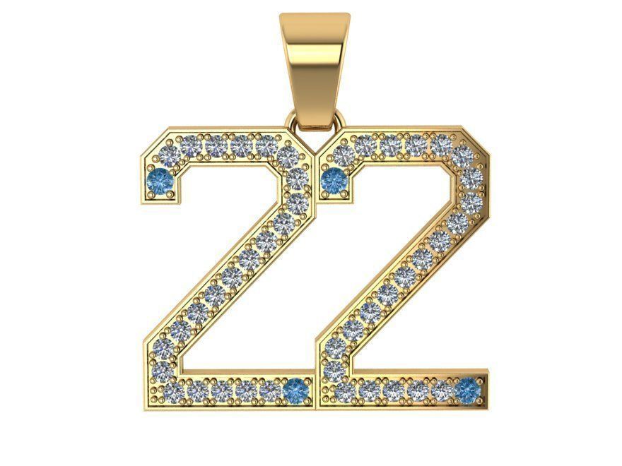 Number 22 Pendant 1325 3D print model_1