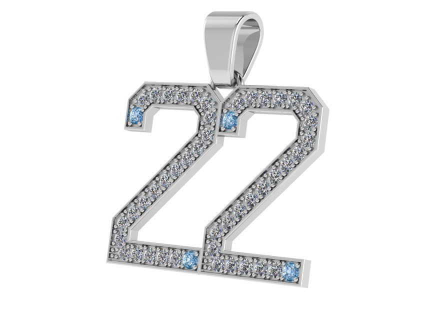 Number 22 Pendant 1325 3D print model_2