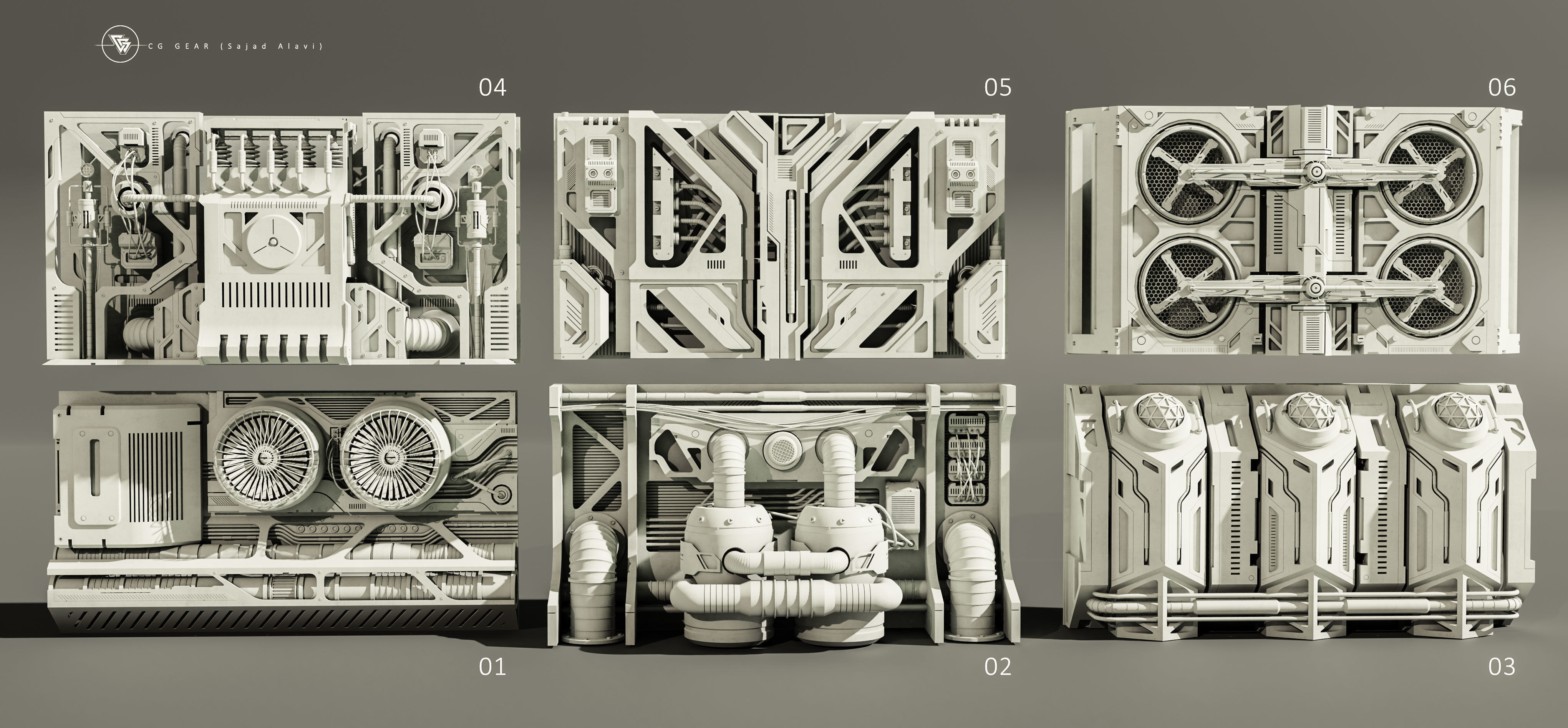 Sci-fi architecture panels Vol 01 3D model_5