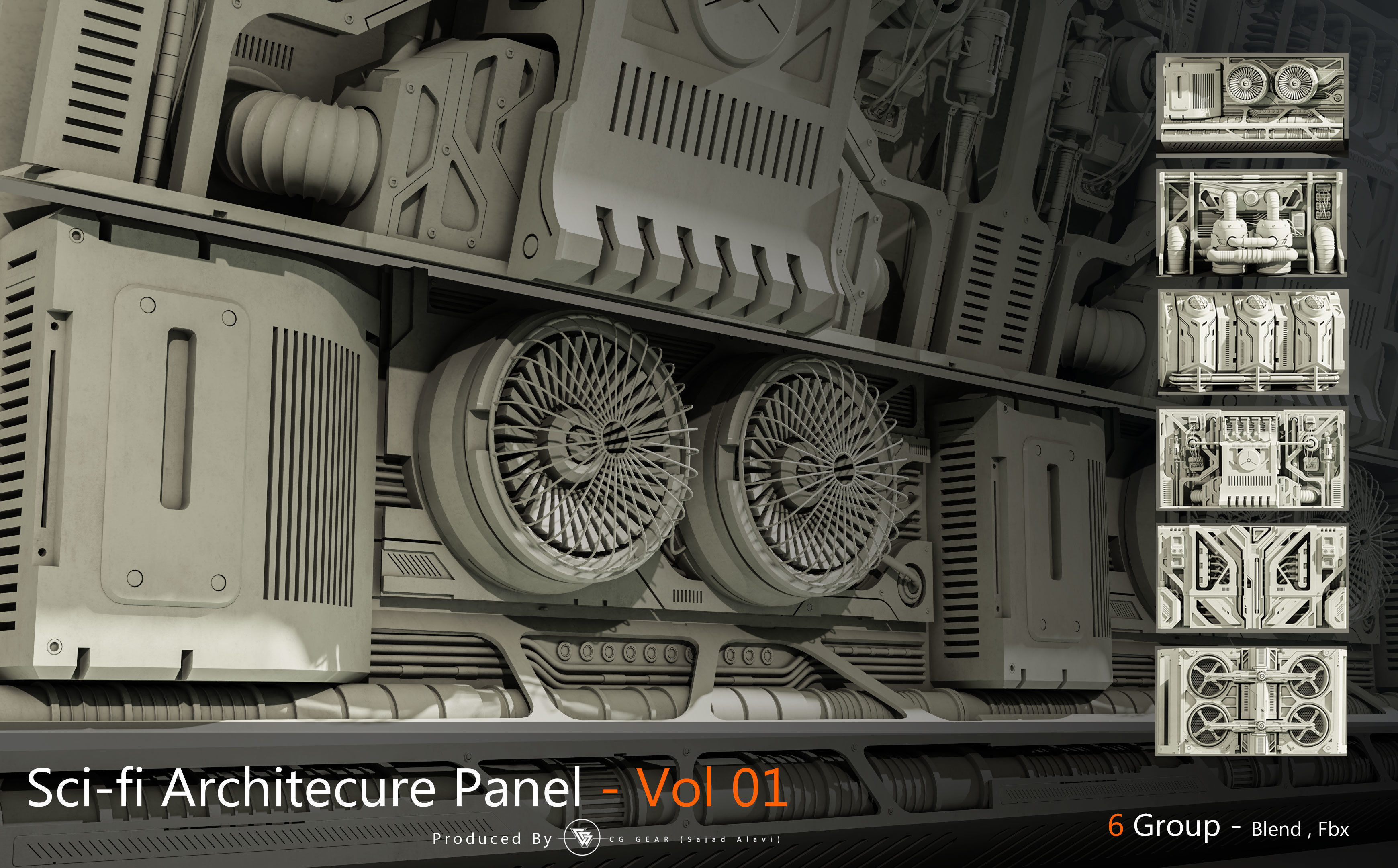 Sci-fi architecture panels Vol 01 3D model_6