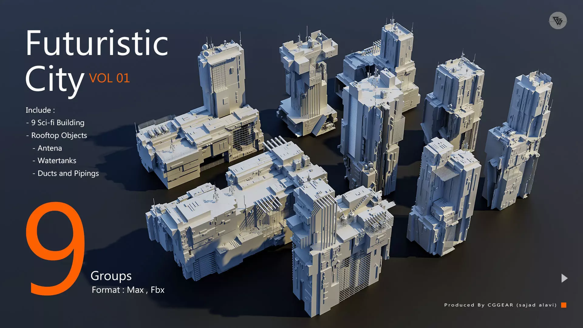 Futuristic City Pack vol 01 3D model_0