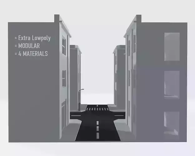 Modular Street Unit for 3d Art Low-poly 3D model