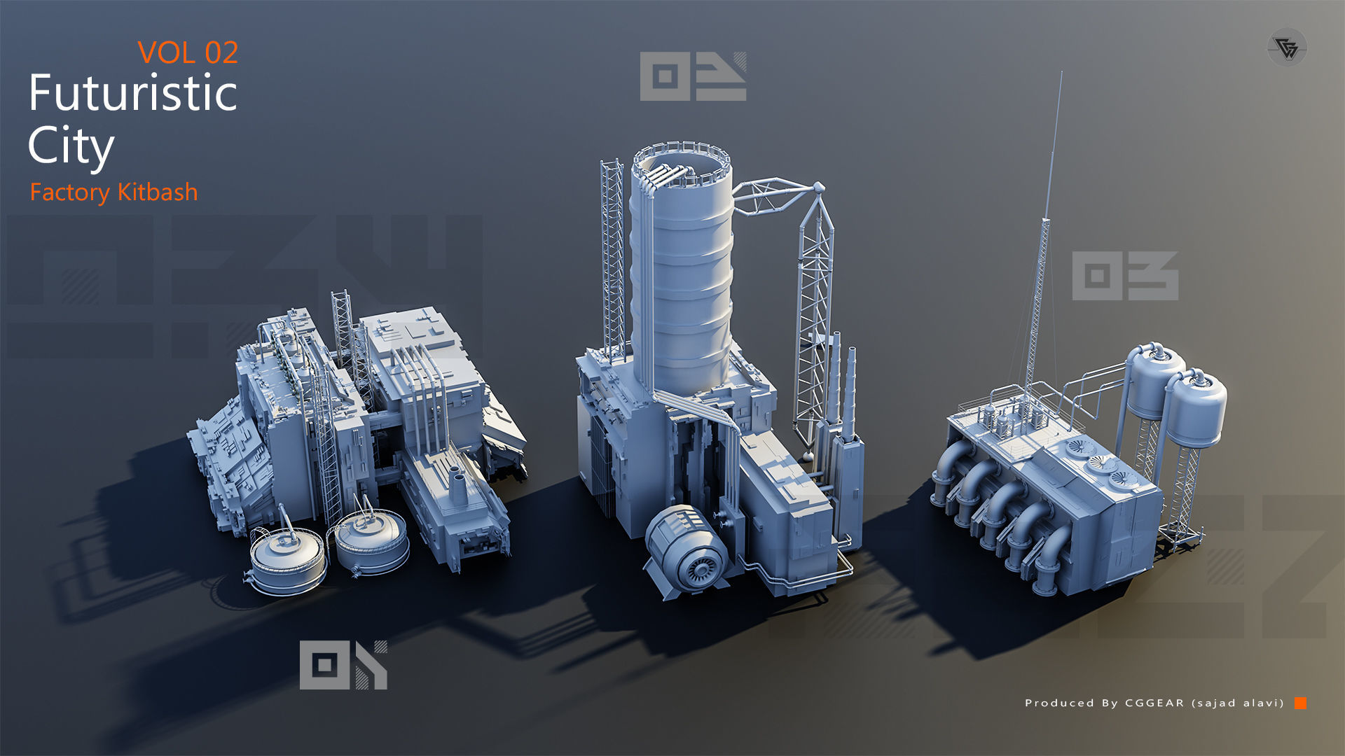 Futuristic City Kitbash Factory Vol 2 3D model_1
