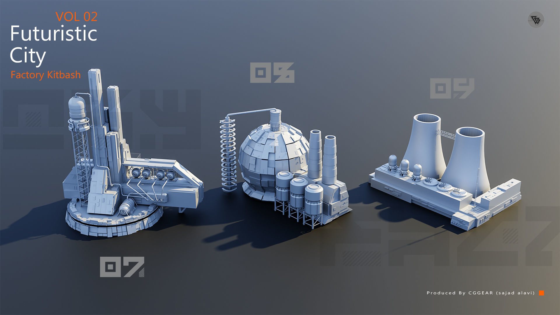 Futuristic City Kitbash Factory Vol 2 3D model_3