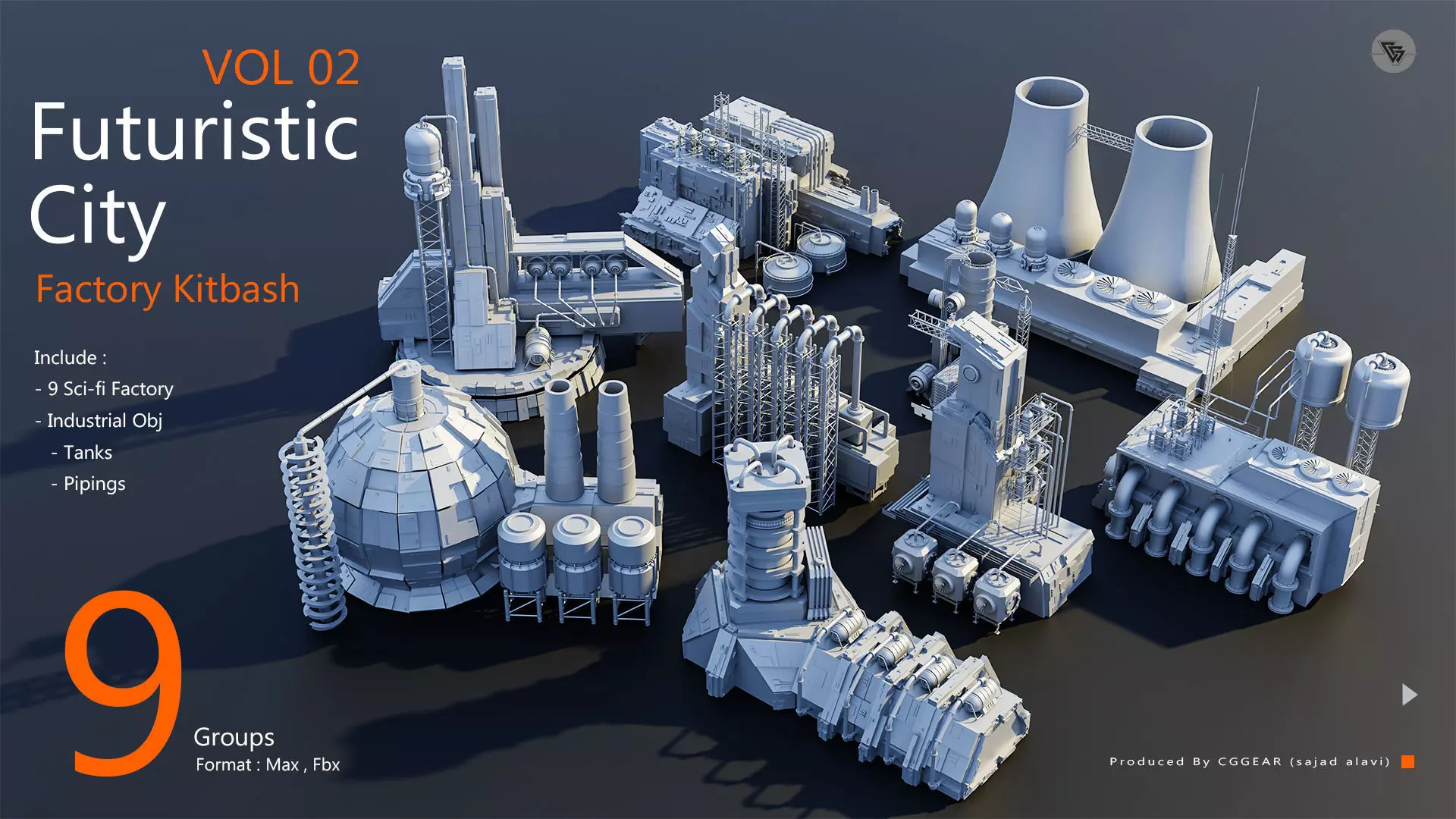 Futuristic City Kitbash Factory Vol 2 3D model_0