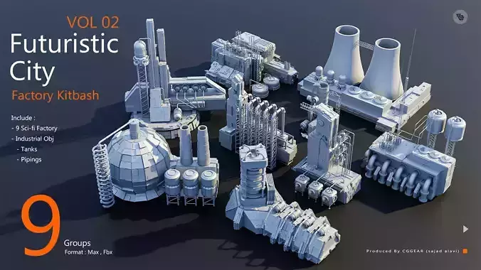 Futuristic City Kitbash Factory Vol 2 3D model