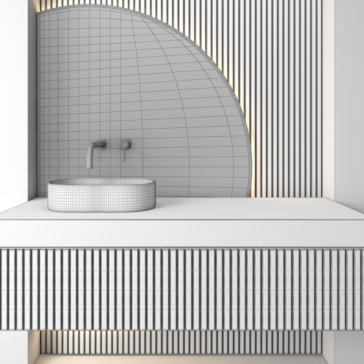 Bathroom furniture set 55 3D model_4