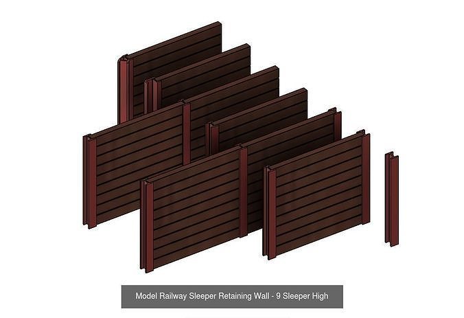 Model Railway Sleeper Retaining Walls - Various Heights 3D Model Collection