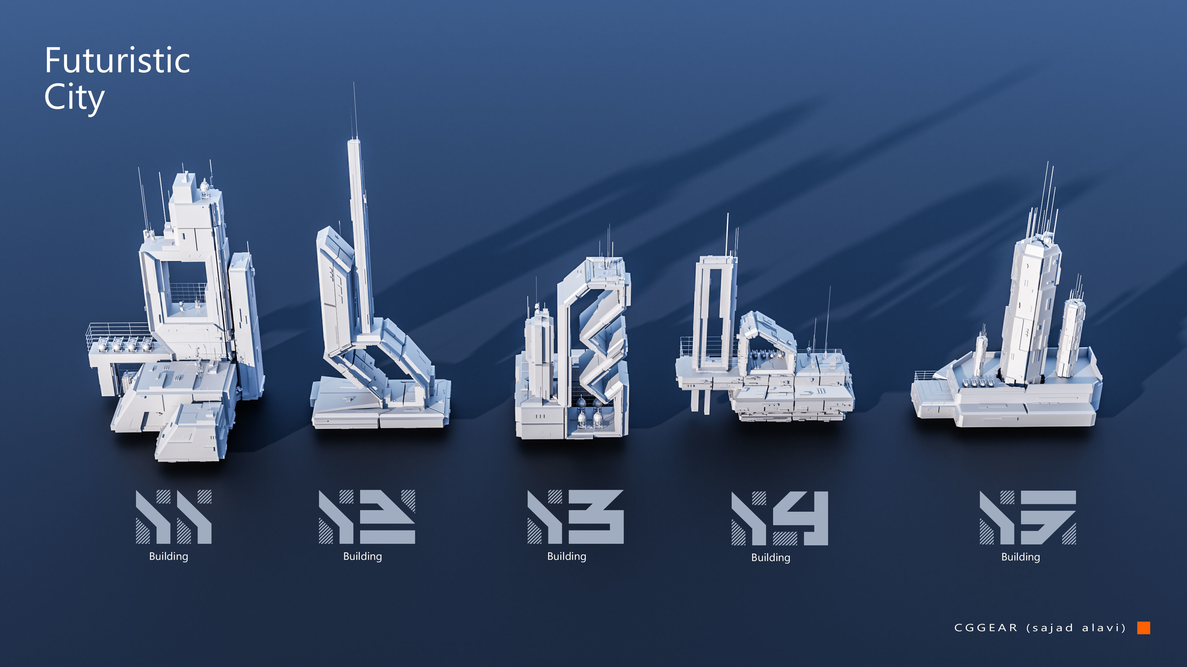 Futuristic City building Pack vol 03 3D model_3