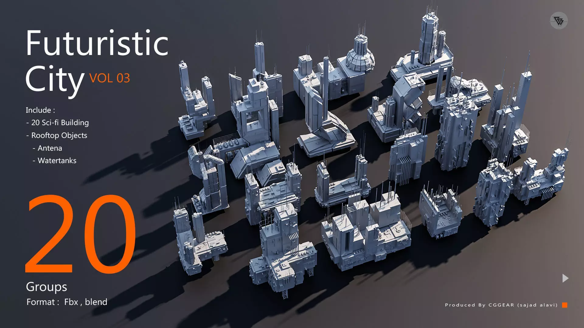 Futuristic City building Pack vol 03 3D model_0