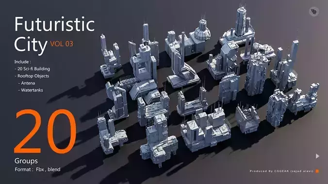 Futuristic City building Pack vol 03 3D model