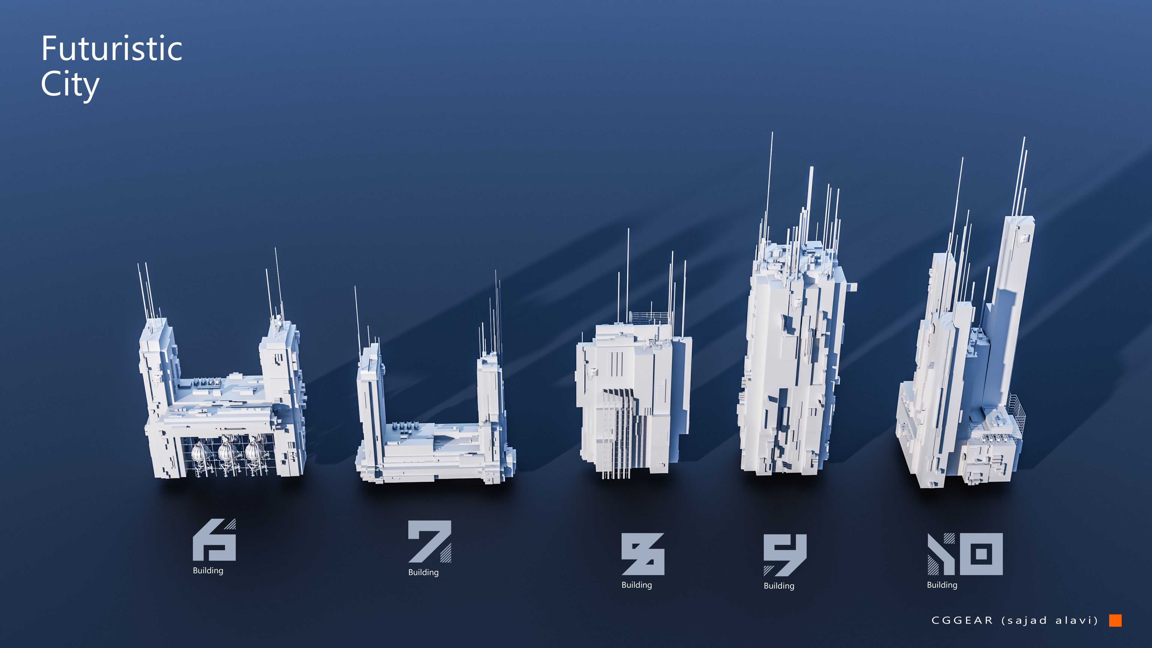 Futuristic City building Pack vol 03 3D model_2