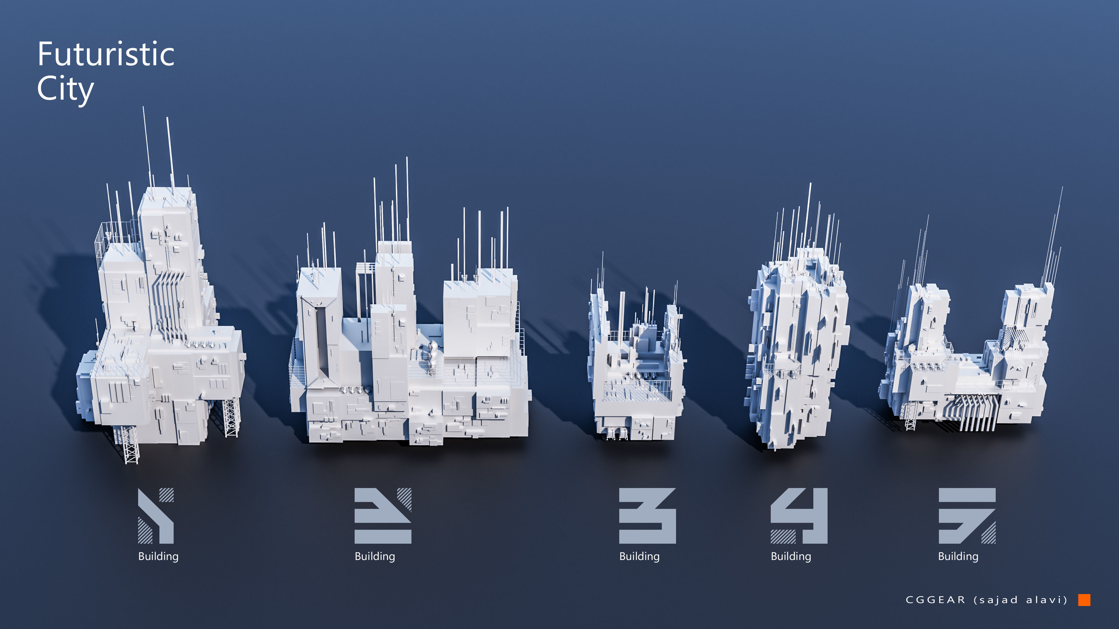 Futuristic City building Pack vol 03 3D model_1