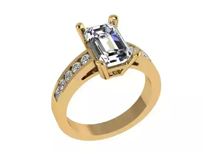 Ring356 emerald cut diamond engagement ring