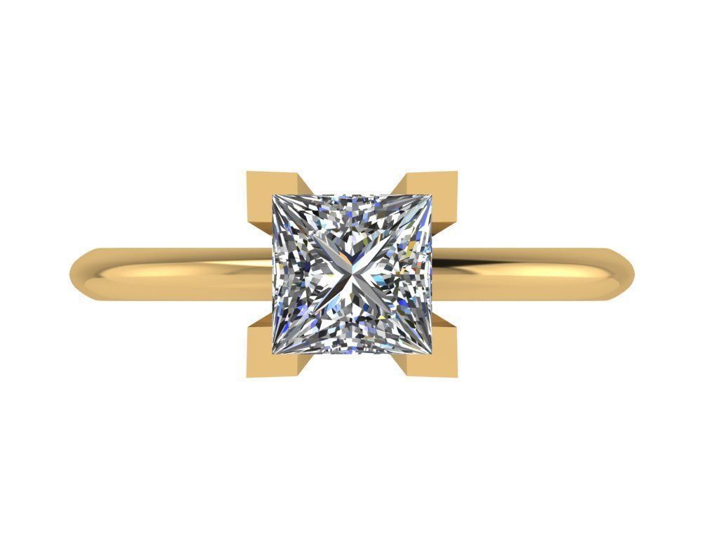 Ring357 princess cut diamond engagement ring gold 3D print model_1