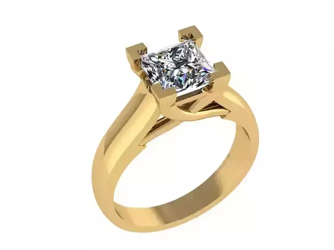 Ring358 gold engagement ring with princess cut diamond