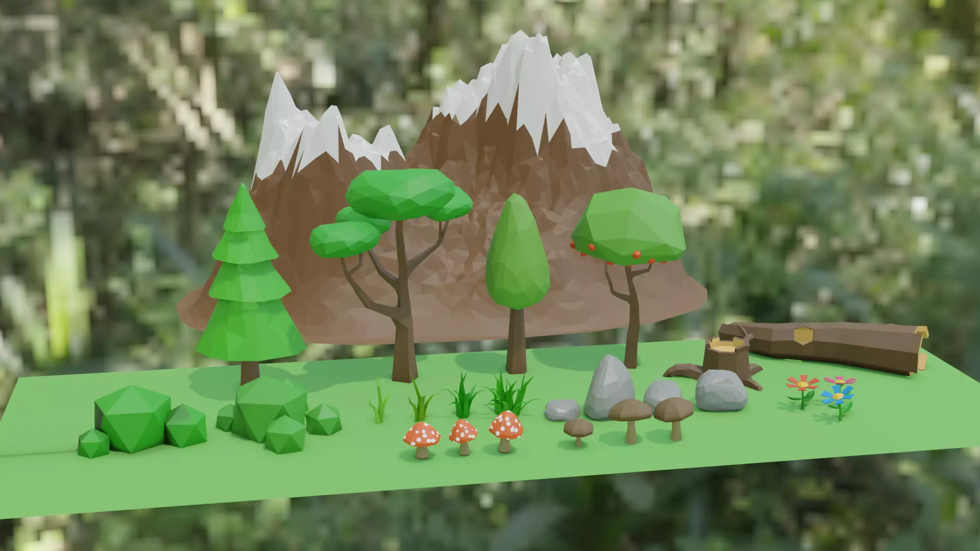 Enchanting Low-Poly Forest A Virtual Natural Wonderland Free low-poly 3D model