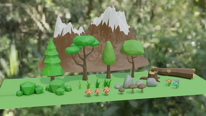 Enchanting Low-Poly Forest A Virtual Natural Wonderland Free low-poly 3D model