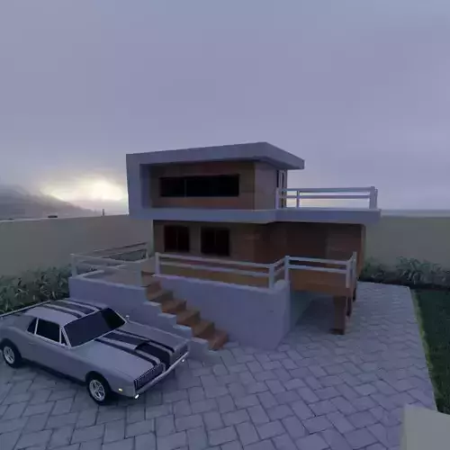 A modern house with big beautiful garden