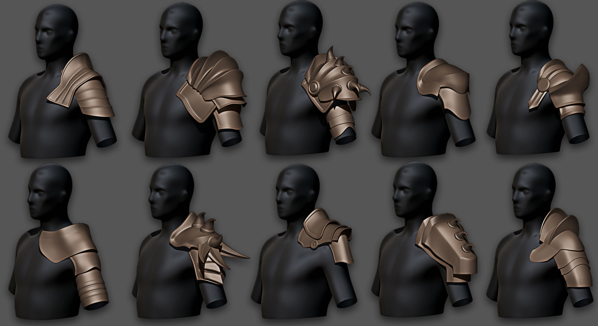 30 Highpoly and Lowpoly Shoulder Armor Low-poly 3D model_3