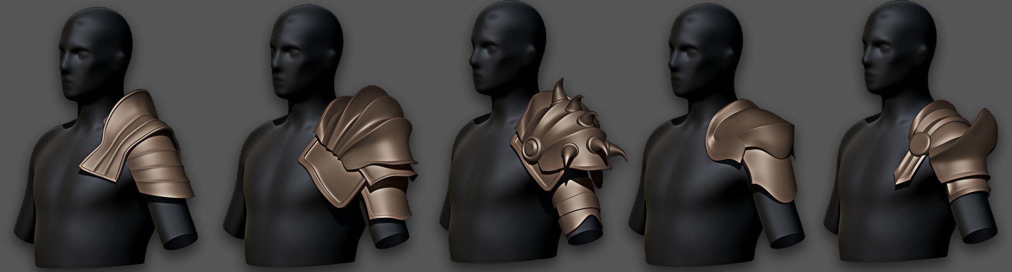 30 Highpoly and Lowpoly Shoulder Armor Low-poly 3D model_4