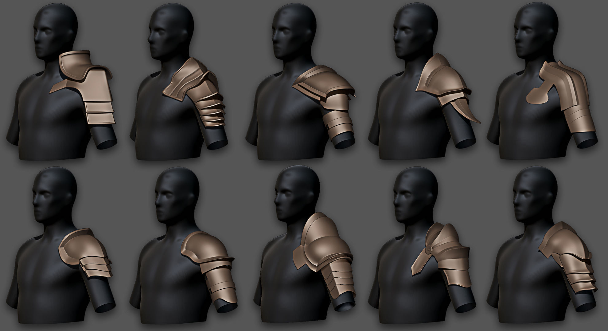 30 Highpoly and Lowpoly Shoulder Armor Low-poly 3D model_2