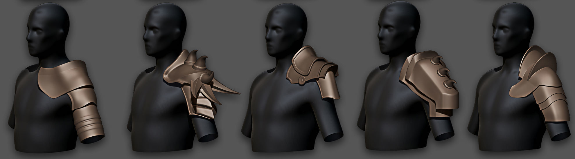 30 Highpoly and Lowpoly Shoulder Armor Low-poly 3D model_5