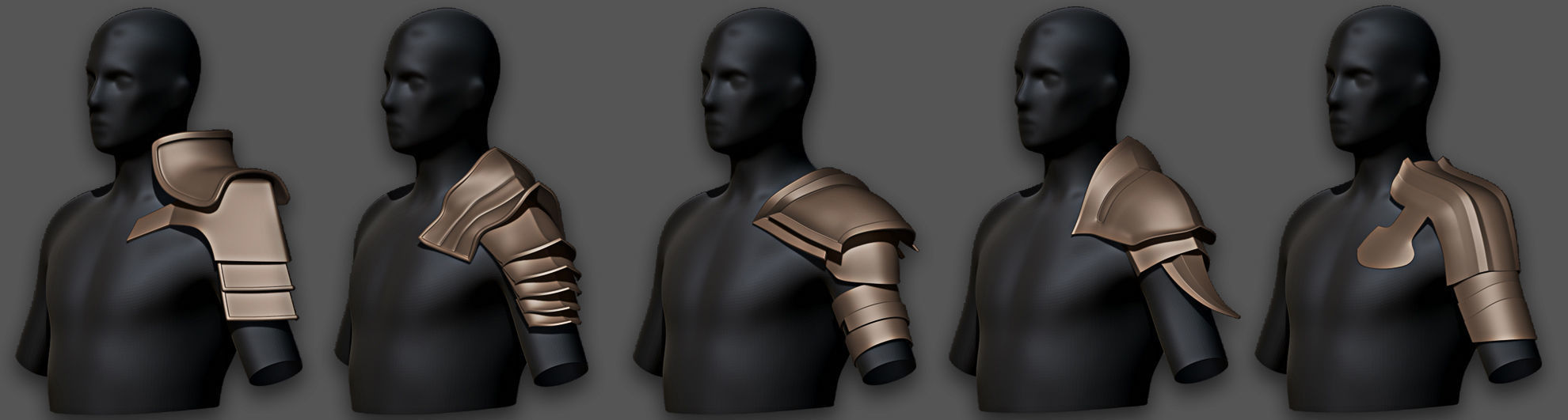 30 Highpoly and Lowpoly Shoulder Armor Low-poly 3D model_6