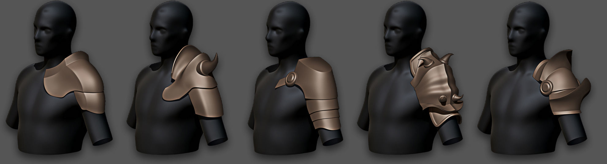 30 Highpoly and Lowpoly Shoulder Armor Low-poly 3D model_8
