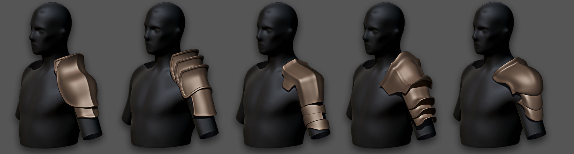 30 Highpoly and Lowpoly Shoulder Armor Low-poly 3D model_9