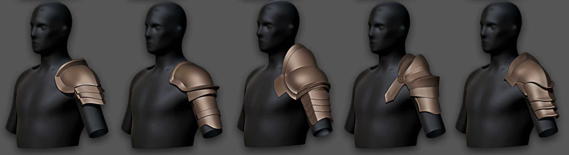 30 Highpoly and Lowpoly Shoulder Armor Low-poly 3D model_7