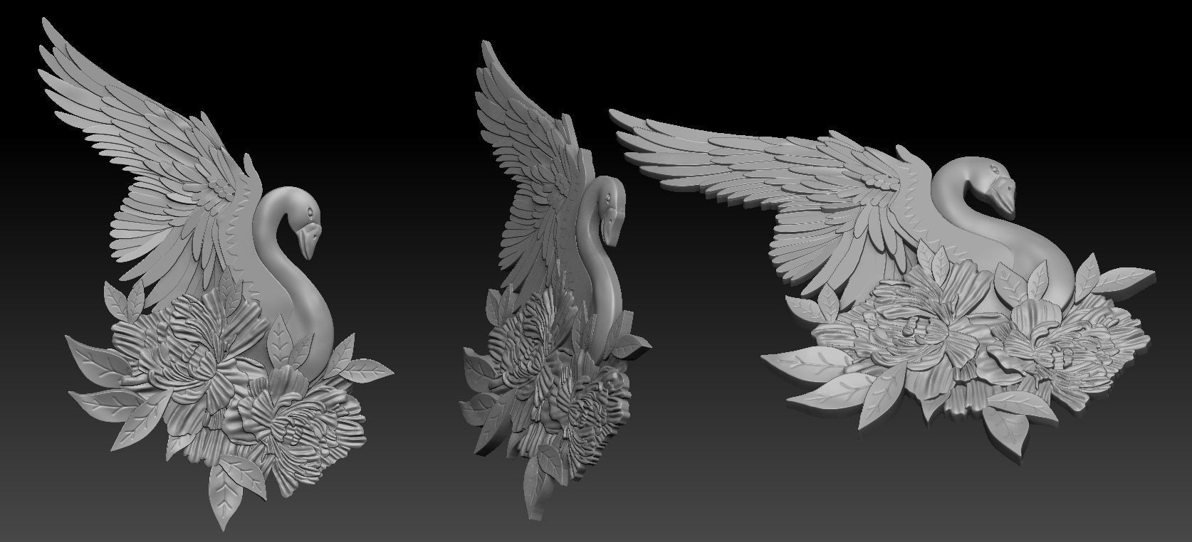 Swan relief 3D print model_3