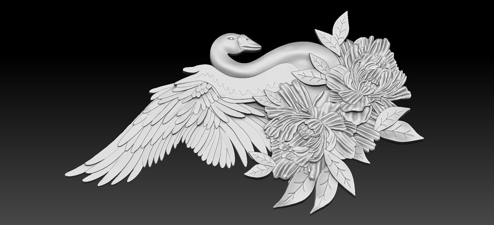 Swan relief 3D print model_4