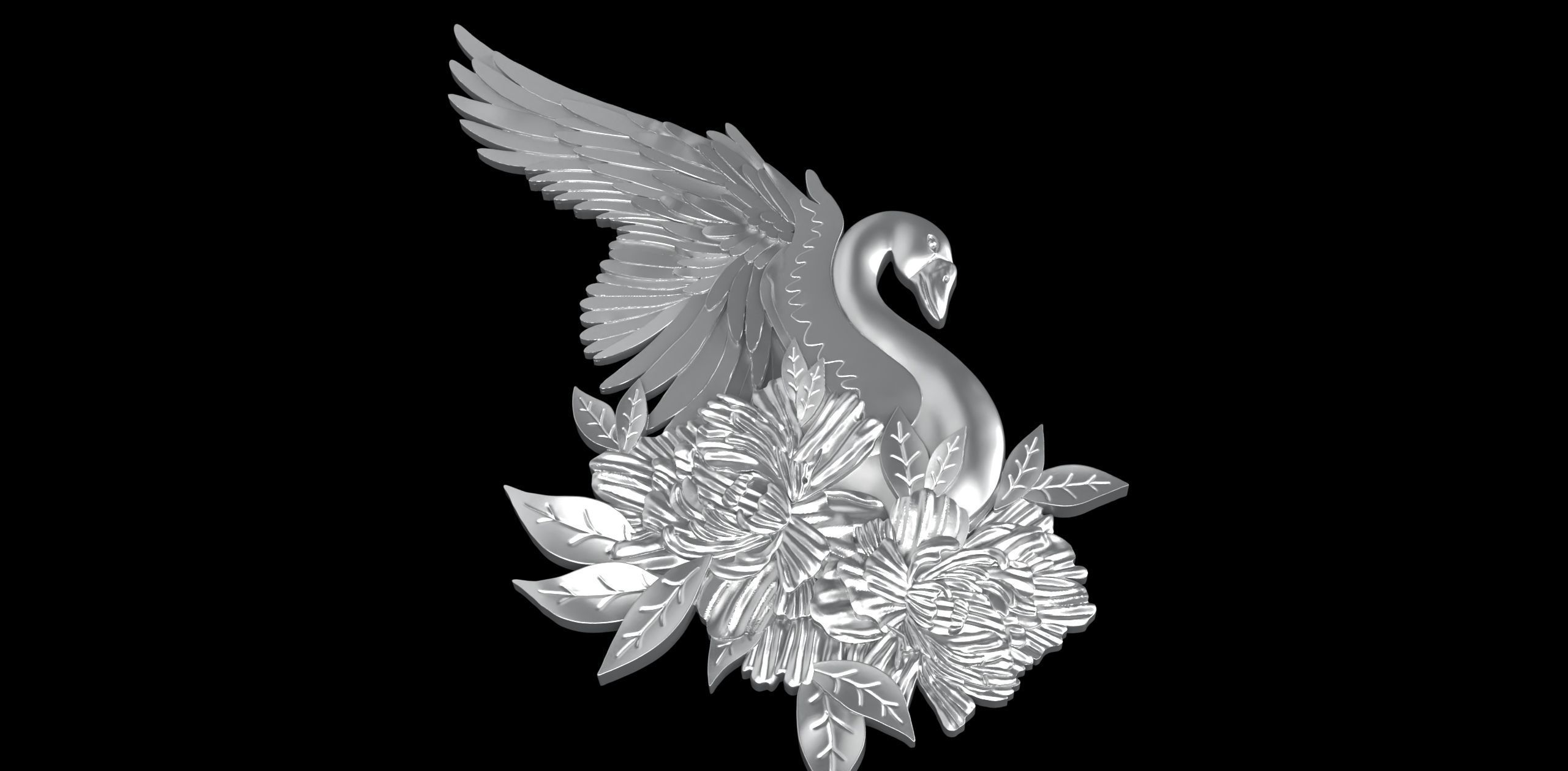 Swan relief 3D print model_5